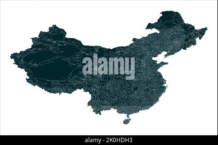 China Straße Vektor-Karte Abbildung, China Karte mit Straße, china Straße, china Vektor-Karte Stock Vektor