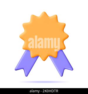 3D Gewinnermedaille mit Band isoliert Stock Vektor