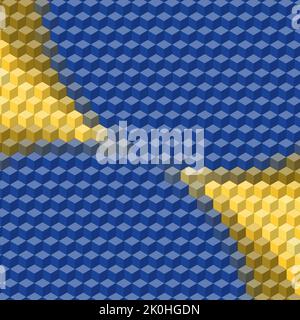 Illustration von bunten isometrischen 3D Würfel mit abstrakten mehrfarbigen Muster Hintergrund Tapete Stockfoto