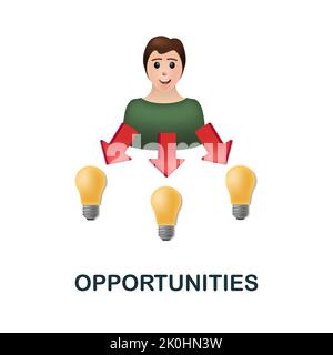 Symbol „Chancen“. 3D Illustration aus der Sammlung Brain procces. Creative Opportunities 3D Symbol für Webdesign, Vorlagen, Infografiken und mehr Stock Vektor