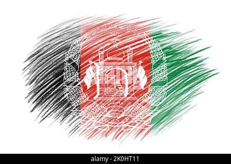 3D Flagge Afghanistans auf Vintage-Stil Pinsel Hintergrund. Stockfoto