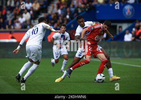 Paris Saint-Germain's Presnel Kimpembe während des französischen Fußballspiels L1 zwischen Paris-Saint Germain (PSG) und Stade Brestois (Brest) am 10. September 2022 im Parc des Princes in Paris, Frankreich. Foto von Aurelien Morissard/ABACAPRESS.COM Stockfoto