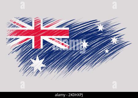 3D Flagge von Australien auf Vintage-Stil Pinsel Hintergrund. Stockfoto