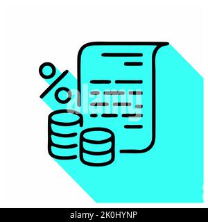 Einlagenzinsen Flatline-Symbol, Kredit, kreditprovision. Schlankes lineares Logo für Finanzdienstleistungen, Cashback-Zahlung, Steuergebühr, Rechnung mit Geld und p Stockfoto