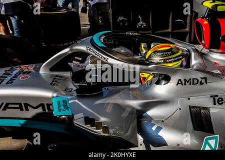 MONZA, Italien, 09. September 2022;#44, Lewis HAMILTON, GBR, Mercedes AMG F1 Team, Mercedes-AMG F1 W13 E Performance, während der Formel 1, F1, Italienische Gra Stockfoto