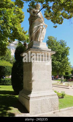 Steinstatue von König Alfonso VI de León el de la jura Paseo del Espolón Burgos Kastilien und Leon Spanien Stockfoto