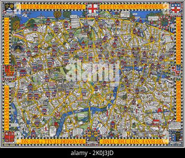 Gill Max MacDonald - The Wonderground Map of London Town (The Westminster Press, 1924). Stadtplan von London. Stockfoto