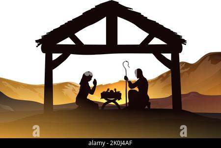 Weihnachtskrippe Silhouette Stock Vektor