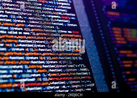 Codehintergrund. Web-Programmierung mit Javascript-Codierung Stockfoto