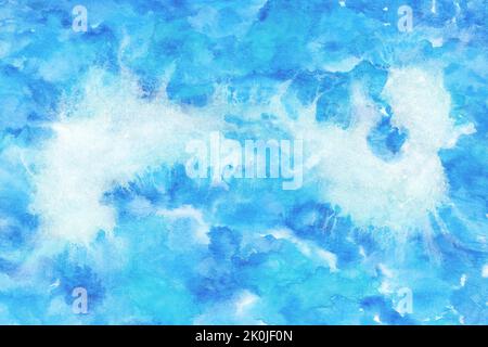 Pastellfarbe blau Himmel und Wolke, natürliche Grunge Aquarell Farbe Textur Hintergrund, abstrakte Kunst, Illustration Stockfoto