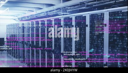 Bild von mathematischen Gleichungen und Datenverarbeitung über Computerserver Stockfoto