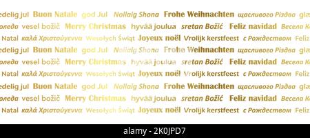 frohe weihnachten Grußkarte Banner in verschiedenen Sprachen nahtlose Muster Stock Vektor