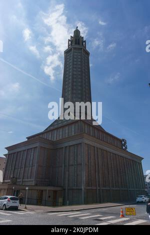 Le Havre, Normandie, Frankreich - 20. August 2021: Kirche St. Joseph in moderner Architektur Stockfoto