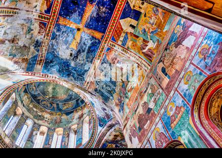 Wandgemälde an der Wand der Kirche der Jungfrau Maria der Seligen, Gelati Kloster, Kutaisi, Georgien Stockfoto