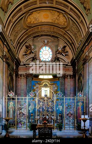 Innenraum der Kirche des Santi Sergio e Bacco degli Ucraini, Rom Italien Stockfoto