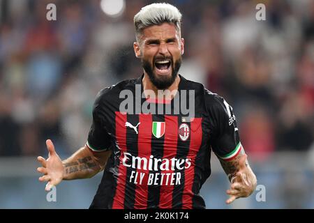 Foto Tano Pecoraro/LaPresse 10 Settembre 2022 - Genua, Italia Sport, CalcioSampdoria vs Milan - Campionato italiano di calcio Serie A Tim 2022/2023 - Stadio Luigi FerrarisNella foto: Esultanza giroudPhoto Tano Pecoraro/LaPresse 10. September 2022 - Genua, Italien Sport, Fußball Sampdoria vs Milan - Italienische Serie A Fußball-Meisterschaft 2022/2023 - Luigi Ferraris Stadion auf dem Foto: giroud Jubel Stockfoto