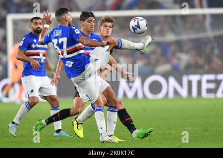 Foto Tano Pecoraro/LaPresse 10 Settembre 2022 - Genua, Italia Sport, CalcioSampdoria vs Milan - Campionato italiano di calcio Serie A Tim 2022/2023 - Stadio Luigi FerrarisNella foto: LerisPhoto Tano Pecoraro/LaPresse 10. September 2022 - Genua, Italien Sport, Fußball Sampdoria vs Milan - Italienische Serie A Fußball-Meisterschaft 2022/2023 - Luigi Ferraris Stadion auf dem Foto: Leris Stockfoto