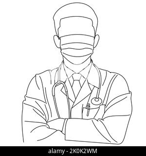 Eine Illustration eines professionellen Arztes mit chirurgischen Gesichtsmasken Stock Vektor