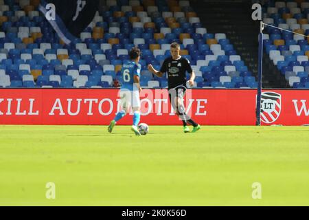 Napoli, Italien. 10. September 2022. Aktion während des Fußballschlages zwischen SSC Napoli und SPEZIA CALCIO im DIEGO ARMANDO MARADONA Stadium in Napoli.Endergebnis Napoli gegen SPEZIA CALCIO 1-0.in Bild ein GV (Foto von Salvatore Esposito/Pacific Press) Quelle: Pacific Press Media Production Corp./Alamy Live News Stockfoto