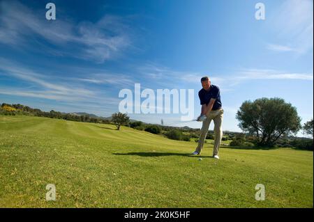 Is Molas, Golfplatz, der Golfplatz von is Molas war der erste in Sardinien und ist mit seinen 27 Löchern der größte auf der Insel, Pula Stockfoto