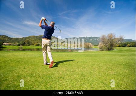 Is Molas, Golfplatz, der Golfplatz von is Molas war der erste in Sardinien und ist mit seinen 27 Löchern der größte auf der Insel, Pula Stockfoto