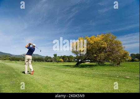 Is Molas, Golfplatz, der Golfplatz von is Molas war der erste in Sardinien und ist mit seinen 27 Löchern der größte auf der Insel, Pula Stockfoto