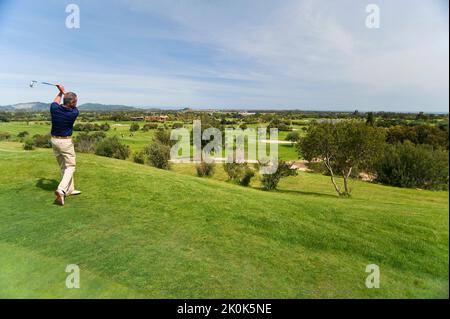 Is Molas, Golfplatz, der Golfplatz von is Molas war der erste in Sardinien und ist mit seinen 27 Löchern der größte auf der Insel, Pula Stockfoto