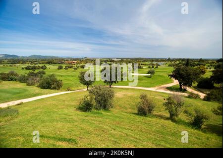 Is Molas, Golfplatz, der Golfplatz von is Molas war der erste in Sardinien und ist mit seinen 27 Löchern der größte auf der Insel, Pula Stockfoto