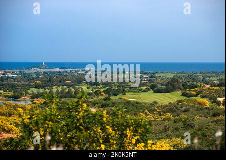 Is Molas, Golfplatz, der Golfplatz von is Molas war der erste in Sardinien und ist mit seinen 27 Löchern der größte auf der Insel, Pula Stockfoto