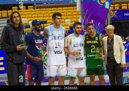 Recife, Brasilien. 11. September 2022. Die fünf besten Spieler der Copa América de Basketball Men, der Americup FIBA 2022, die im Ginásio Geraldo Magalhães, bekannt als Ginásio Geraldão, in Recife (PE) stattfand.Quelle: Marcelino Luis/FotoArena/Alamy Live News Stockfoto