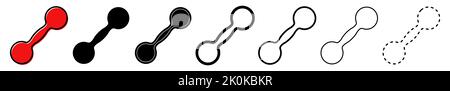 Kurzhantel-Symbol. Set von verschiedenen Symbolen der Kurzhantel. Vektorgrafik. Kurzhanteln für eine Sporthalle. Schwarzes Schild Stock Vektor