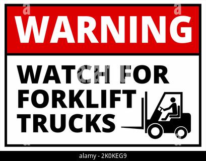 Schild, WARNUNG, AUF GABELSTAPLER ACHTEN Stock Vektor