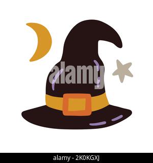 Cartoon Hexenhut, handgezeichneter Magier Stock Vektor