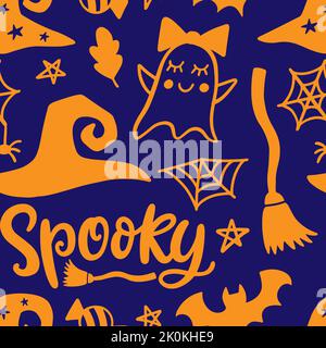 Halloween Hübsch Vektor Nahtlose Muster Textur Stock Vektor