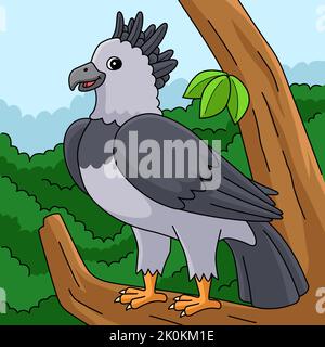 Harpy Eagle Tier Farbige Cartoon Illustration Stock Vektor