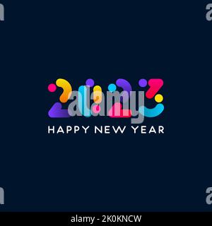 Logo-Design für das neue Jahr 2023 im trendigen Farbstil Stock Vektor