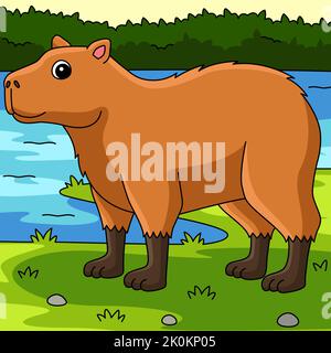 Capybara Tier Farbige Cartoon Illustration Stock Vektor