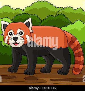 Roter Panda Tier Farbige Cartoon Illustration Stock Vektor