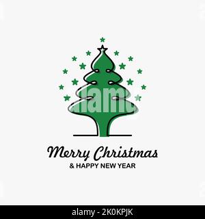 Fröhliches Weihnachtslogo-Design mit Tannenbaum Stock Vektor