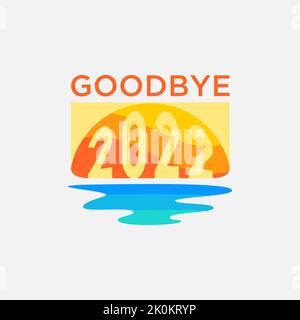 Auf Wiedersehen 2022 Logo-Design im Sunset-Stil Stock Vektor