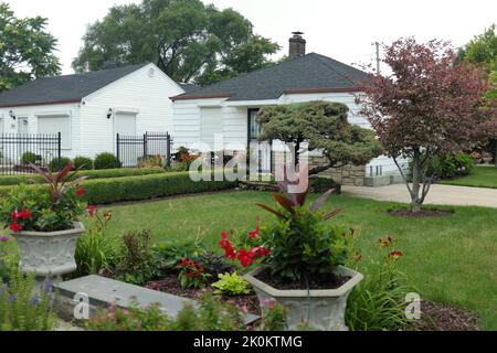 Das Kindheitshaus von Michael Jackson in der Jackson Street 2300 in Gary, Indiana, ist ein Ort der Hommage an den verstorbenen Sänger. Stockfoto