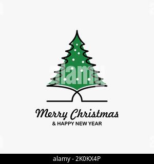 Fröhliches Weihnachtslogo-Design mit Tannenbaum Stock Vektor