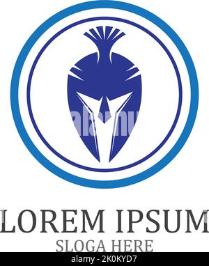 spartan Logo schwarz Gladiator und Vektor Design Helm und Kopf Stock Vektor