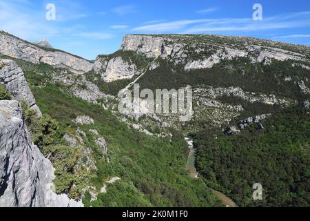 Es gibt einen Ort in der Region High Alpes, der im Mai 2015 den Namen Verdon Canyon trägt Stockfoto