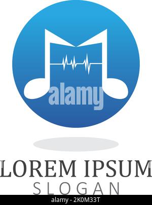 Beachten Sie das Musiklogo und das Vektorsymbol für die Symbolvorlage Stock Vektor