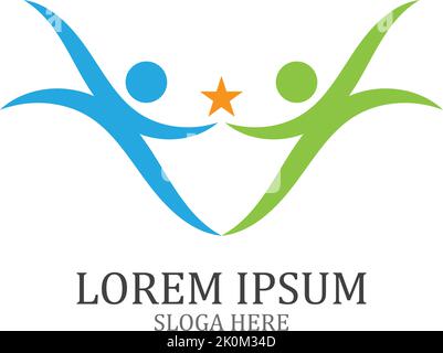 Menschen kümmern Erfolg Gesundheit Leben Logo Vorlage Symbole und Gemeinschaft Stock Vektor