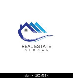 Design-Vorlage für Real Estate Logo. Vektor des Dachlogos Stock Vektor