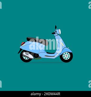 vektor-Illustration eines Retro-Motorrad vintage Scooter Zeichnung Design Stockfoto