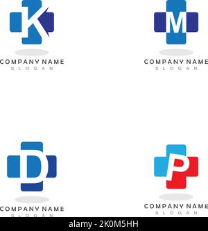 Satz von Vektorvorlagen für das medizinische Logo mit Kreuzzeichen Stock Vektor