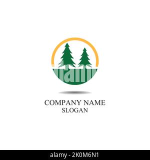 Zedernbaum Logo Vorlage Vektor Symbol Design Stock Vektor